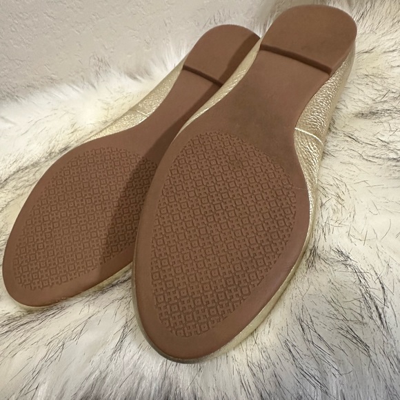 Gorgeous Tory Burch gold metallic tumbled leather Claire ballet flats SZ 7 1/2" - Picture 5 of 7